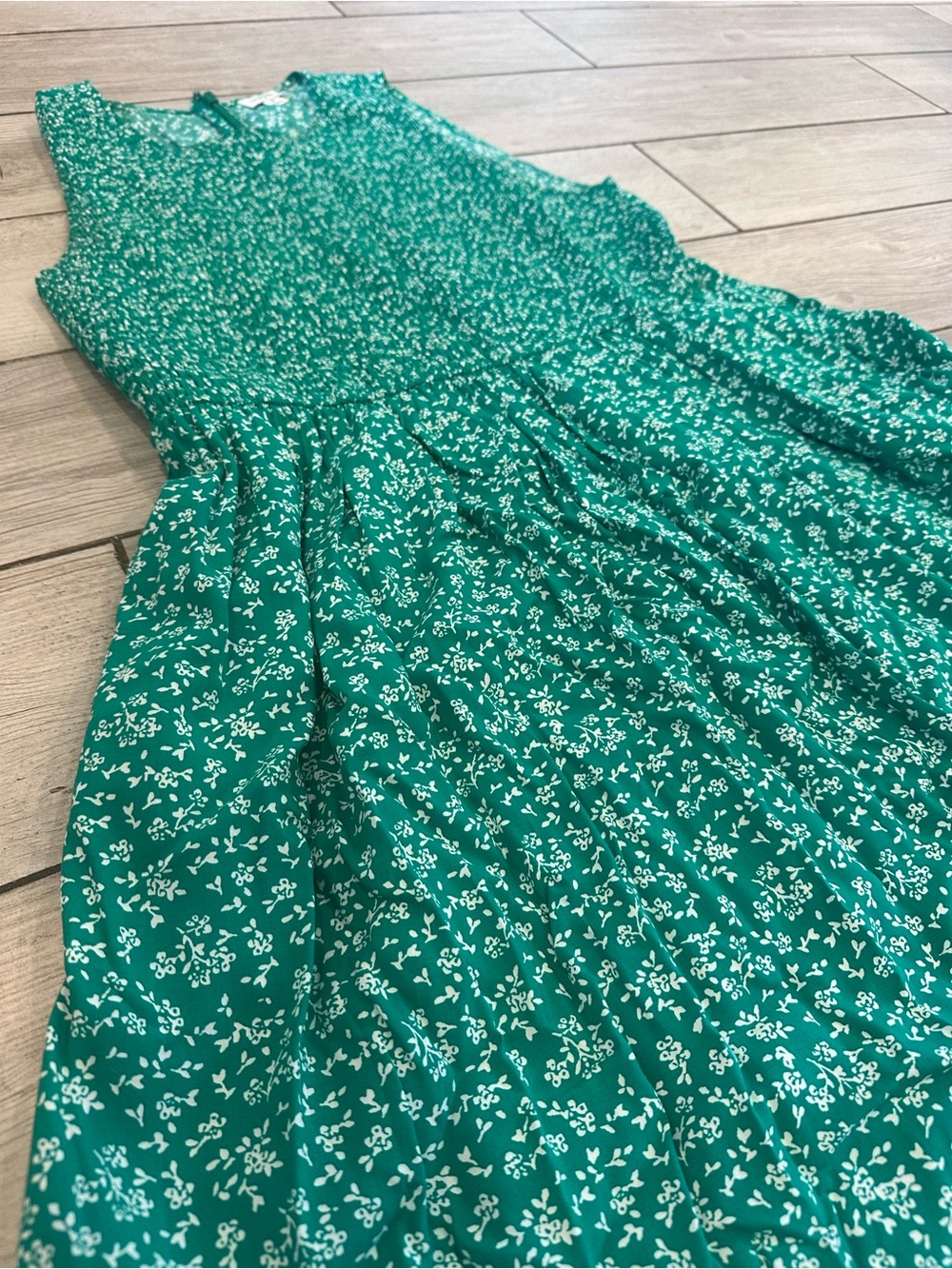 J crew size medium green Floral Sleeveless Midi Dress with pockets - Picture 4 of 8
